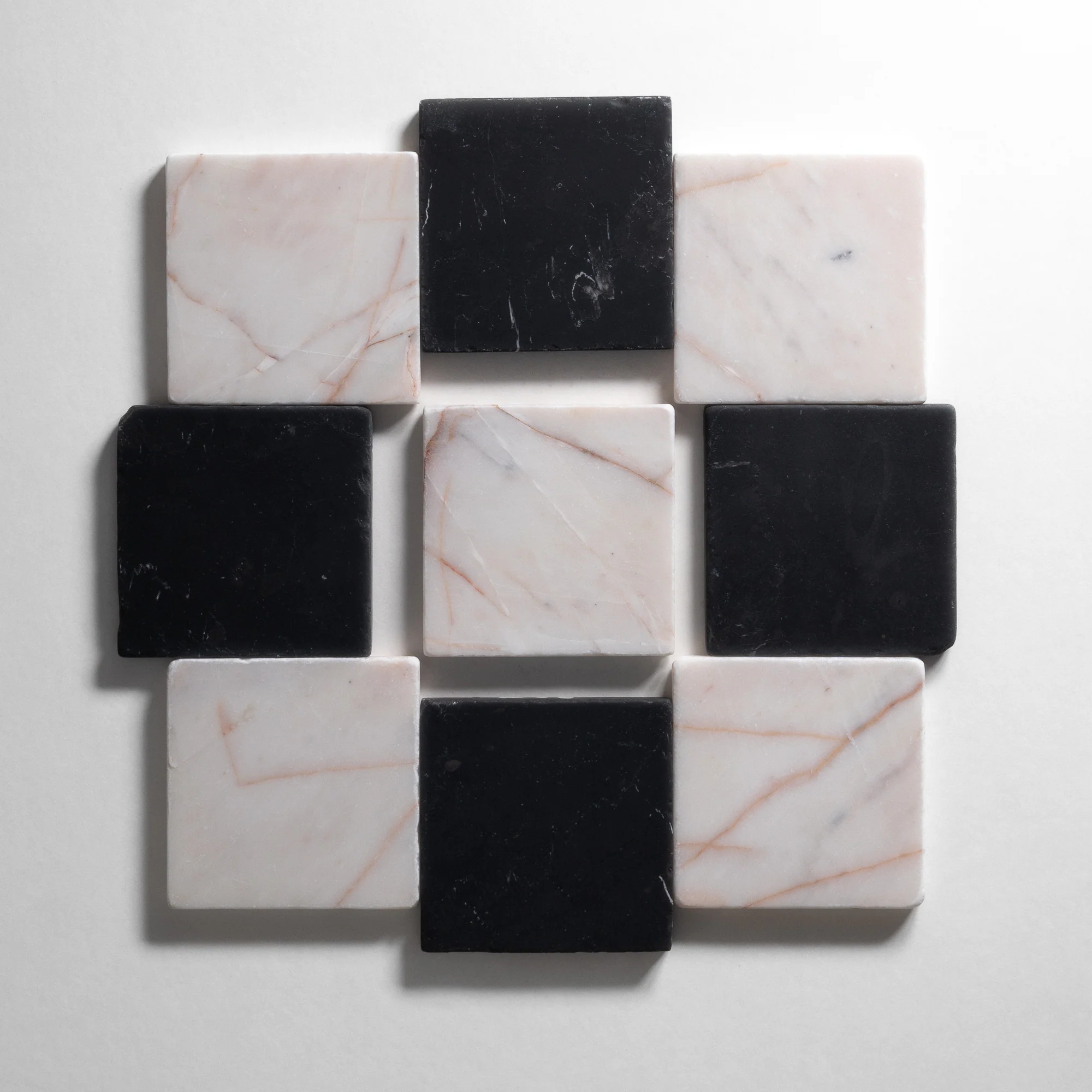 White #7 & Nero St. Gabriel  4"x4" Checkered Tumbled Marble - Image 2